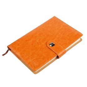 PU Leather Cover Notebook Memopad With Calendar World Map And Silk Ribbon (Option: Orange)