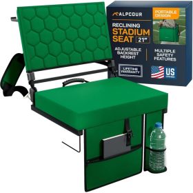 Alpcour Folding Reclining Stadium Seat With Back Support For Bleachers (Option: HunterGreen-21Wide)