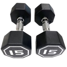 Octagon Dumbbell for Commercial & Household Fitness Usage (Color: Black, Weights Available: 15LB)