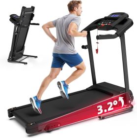 Compact Folding Treadmill for Home - 2.5HP Quiet Brushless Motor, 3-Level Incline, 7.5 MPH, Shock Absorption, Space-Saving Design for Running (default: default title)
