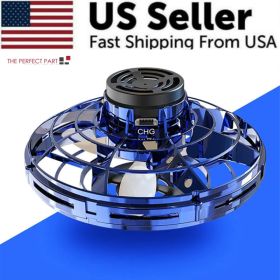 Flying Fidget Spinner Drone Ball UFO Stress Focus Hand Fun Toy LED Kids & Adults (Option: blue)